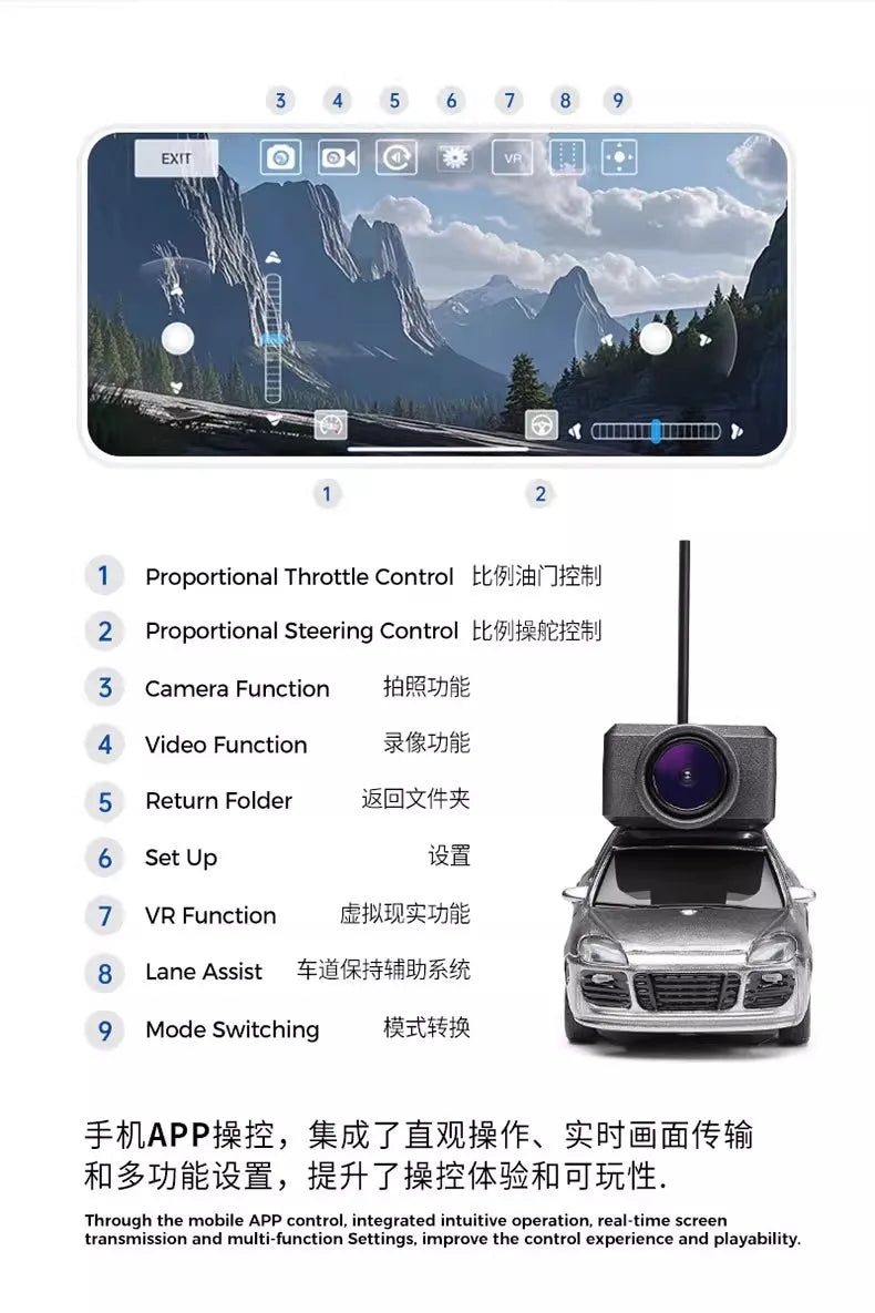 WLtoys 6401 FPV RC Mini Vehicle Full Scale Photo Self-stabilising Rear Drive Small Car Model 1:64 720P Remote Control Car