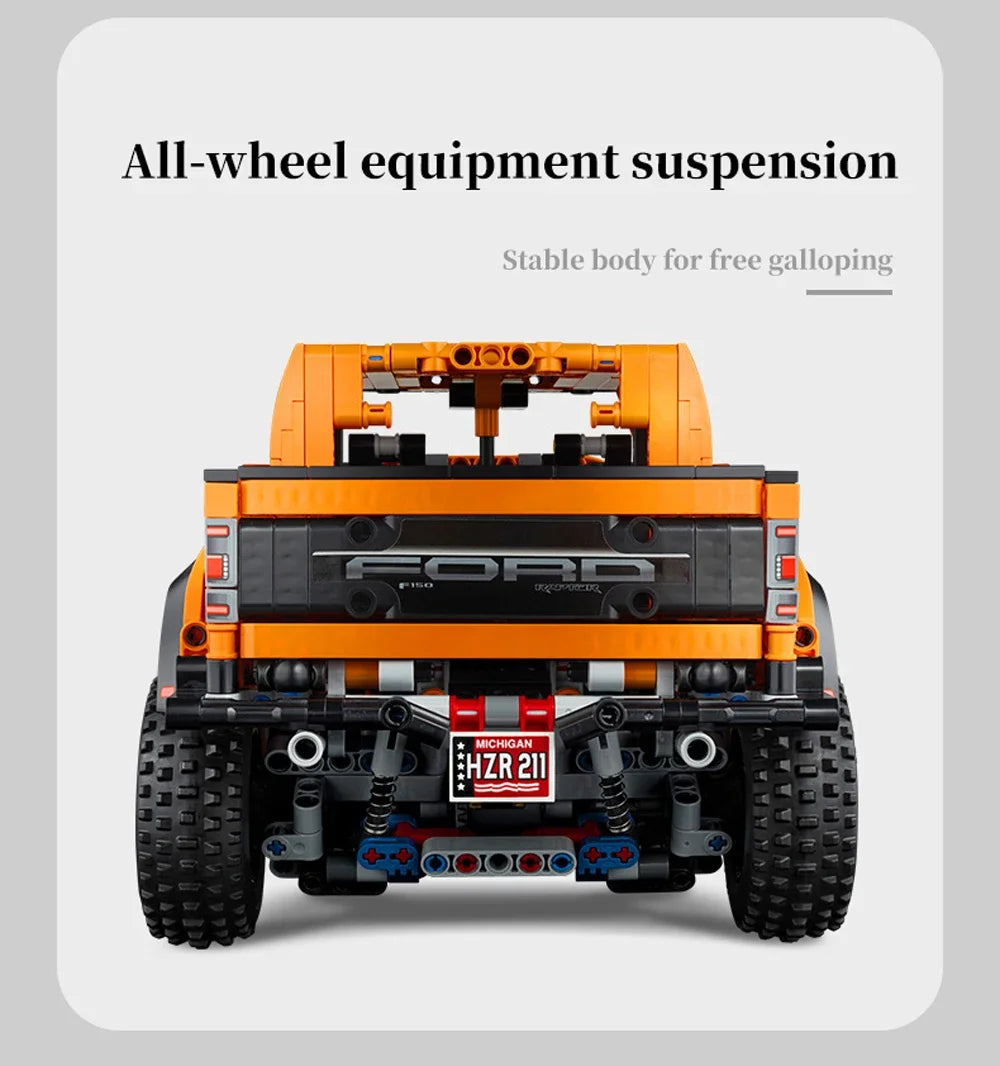 Creative Ford Raptors F-150 Truck Sports Car MOC 1379pcs Technical Racing Car Bricks Model Building Assemble Kit Adults Gift