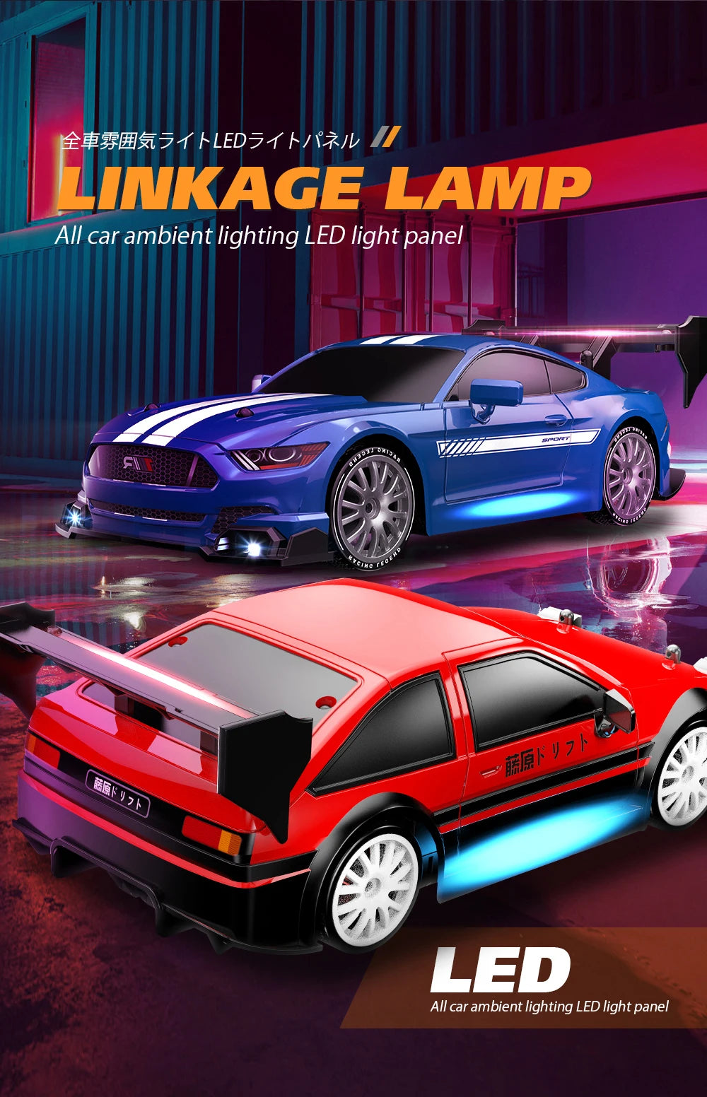 1:24 High Speed RC Drift Car 2.4G 4WD Remote Control Mini Racing Car Competition Race Car Toy for Children