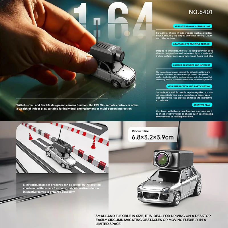 WLtoys 6401 1/64 Mini RC Car With Wifi APP Control,720P FPV Camera,Full Scale Built In Gyroscope VR Videography Toys for Kids
