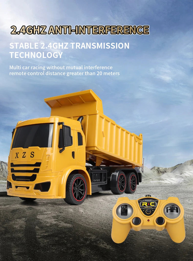 New 4WD Professional Remote Control Excavator Alloy Dump Truck Bulldozer Model RC Car Construction Vehicle Toys Children Gifts