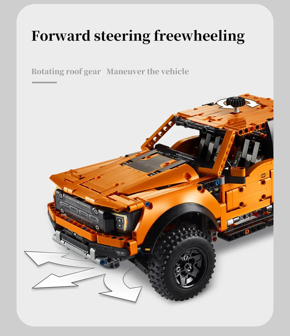 Creative Ford Raptors F-150 Truck Sports Car MOC 1379pcs Technical Racing Car Bricks Model Building Assemble Kit Adults Gift