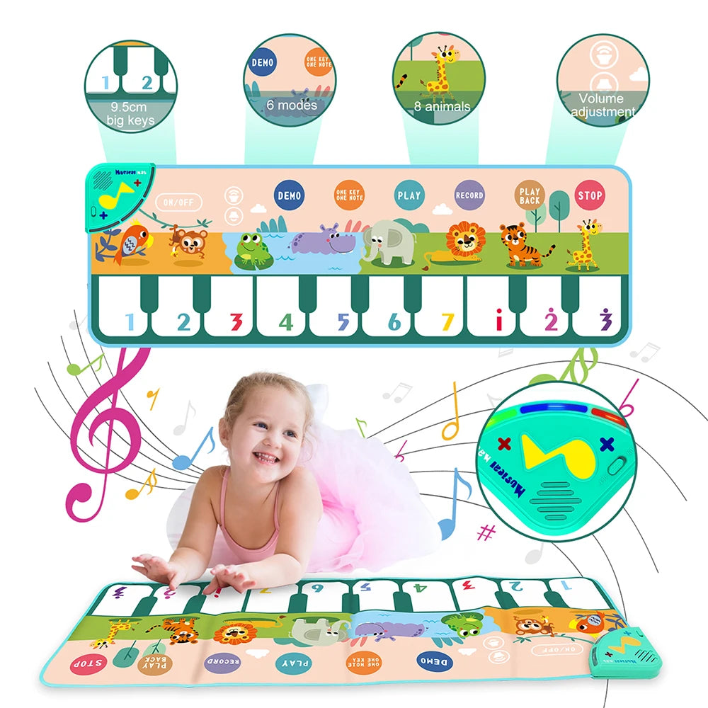 Coolplay Musical Piano Mat for Kids Toddlers Floor Keyboard Dance Mat with 8 Animal Sounds Baby Mat Educational Toys