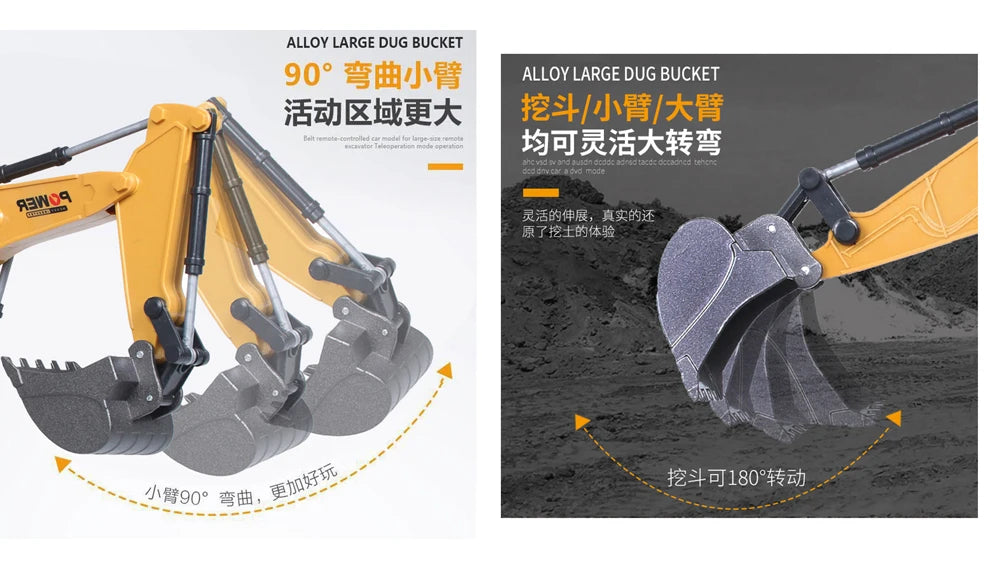 RC Excavator 2.4Ghz 6 Channel 1:24 RC Engineering Car Alloy And Plastic Excavator Boy Toy 6CH And 5CH RTR For Kid Christmas Gift