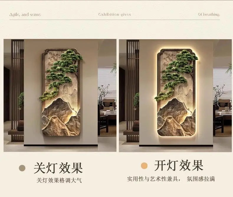 LED Light Painting Entrance Decoration Painting High-end Wall Lamp Landscape Painting Wabi Sabi Style Hallway Hanging Painting