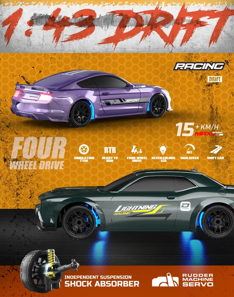 1/64 2.4G High speed Drift Rc Car 4WD Remote Control Car Four Wheel Drive Radio Controlled Mini RTR Racing Model Boy Toy Gift