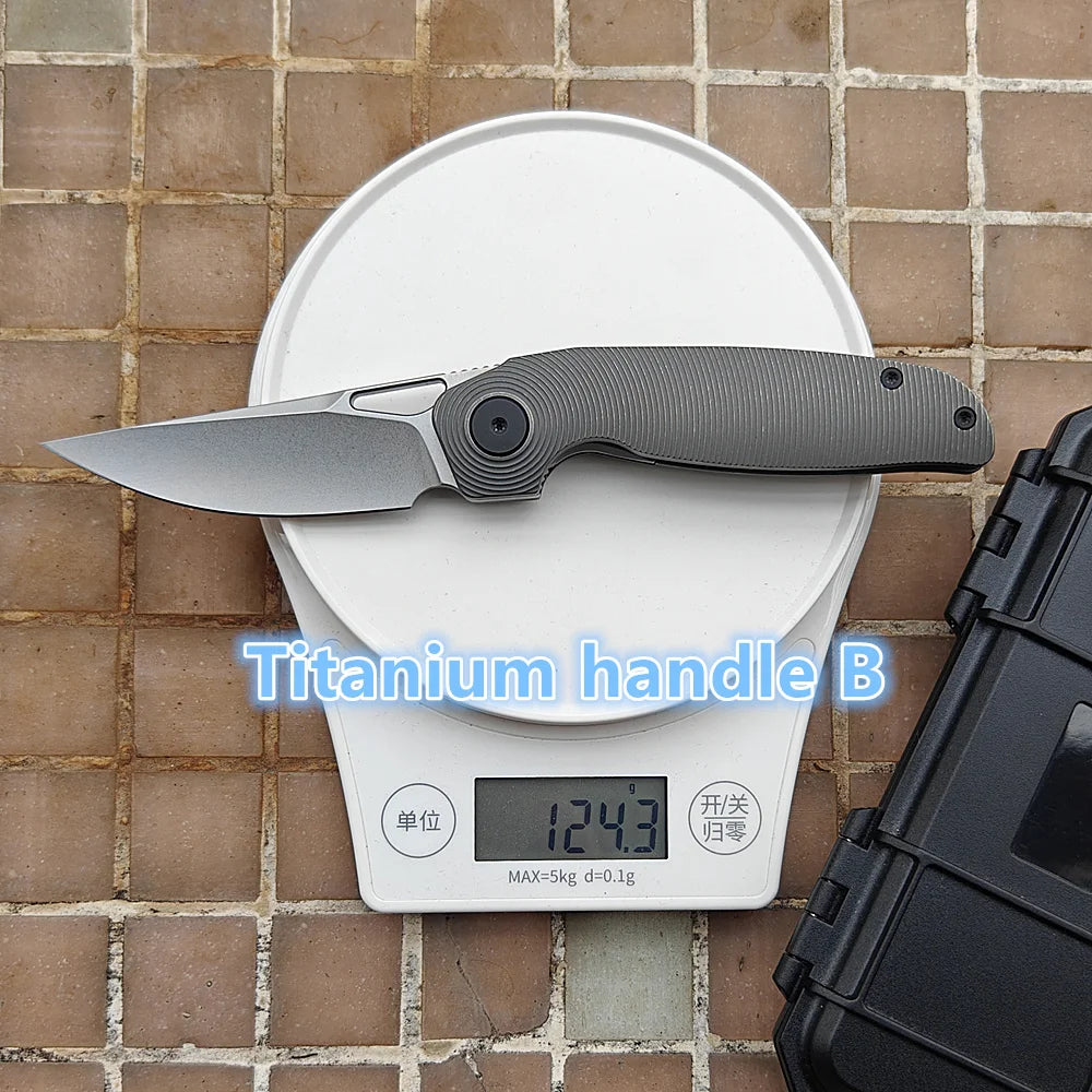 JUFULE HMC Transient 3.2" Flipper Titanium 154CM Steel Ceramic Bearing Pocket EDC Tool Camping Hunting Tactical Folding Knife