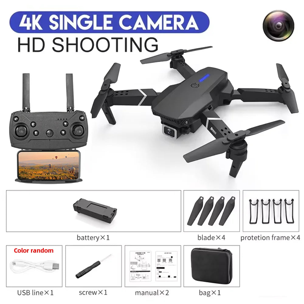 KBDFA 2024 New E88 Pro WIFI FPV Drone Wide Angle HD 4K 1080P Camera Height Hold RC Foldable Quadcopter Dron Helicopter Toys Gift