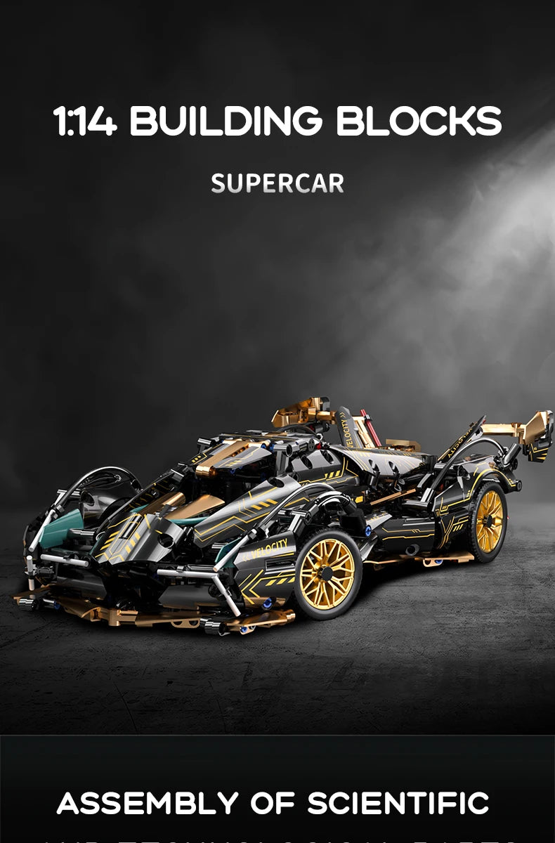1:14 Building Block Car Cool Technology Design Optional Power Group Birthday Christmas Gift for Friends or Kids （1280+granule）