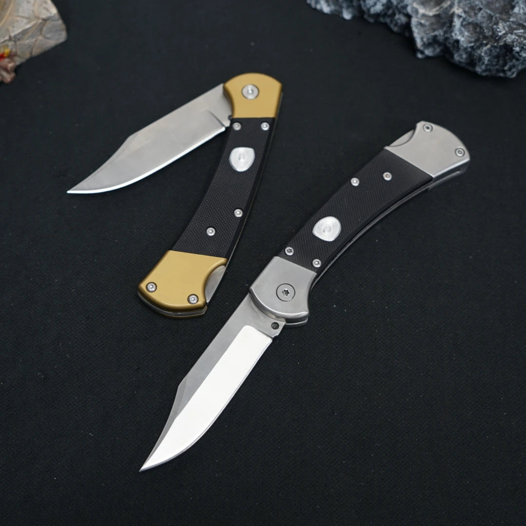 Stainless steel folding knife with carbon fiber handle, suitable for camping, fishing, hiking, survival, men's and women's gifts