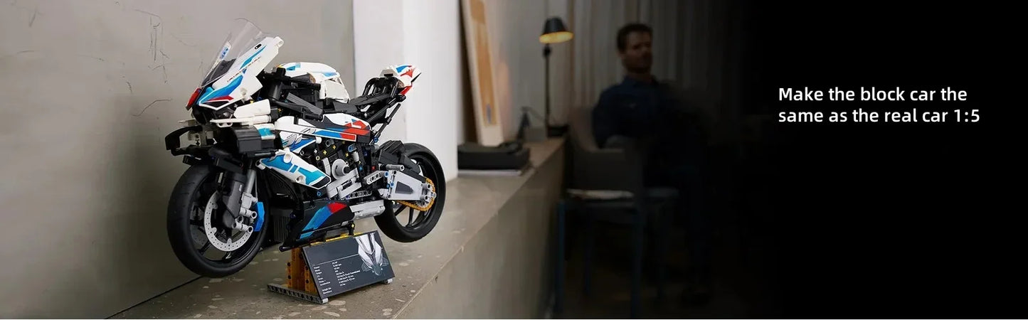 2025Motorcycle Building Bocks Simulation Motorcycle Model Decoration Assembly Model Difficult Toy Boy Educational Creature Gifts