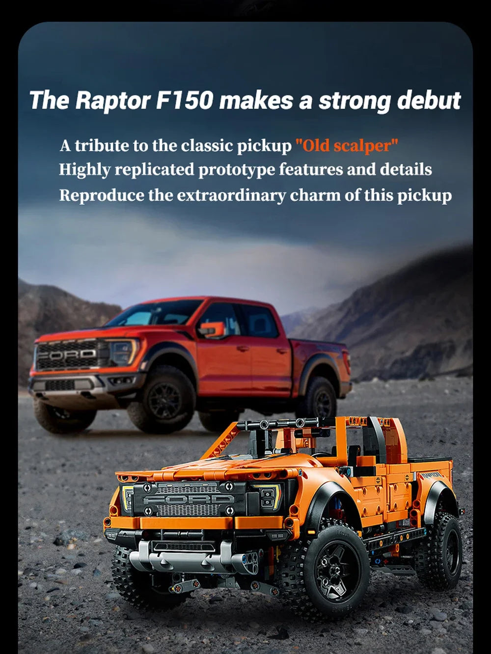 Creative Ford Raptors F-150 Truck Sports Car MOC 1379pcs Technical Racing Car Bricks Model Building Assemble Kit Adults Gift