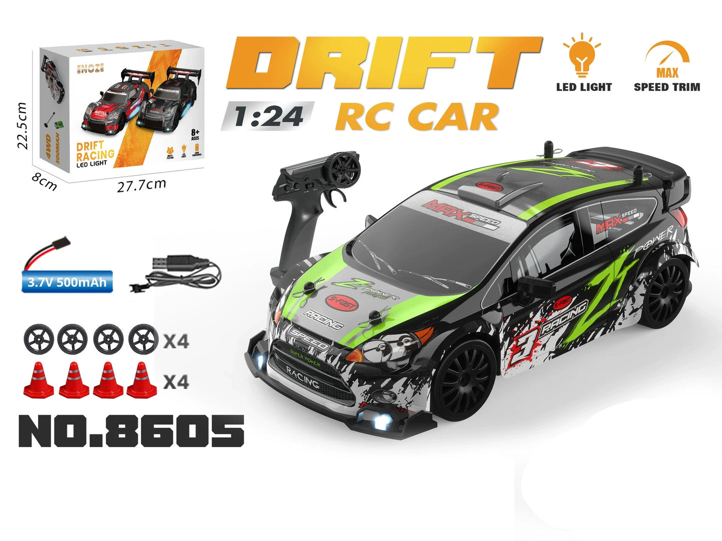 1:24 High Speed RC Drift Car 2.4G 4WD Remote Control Mini Racing Car Competition Race Car Toy for Children