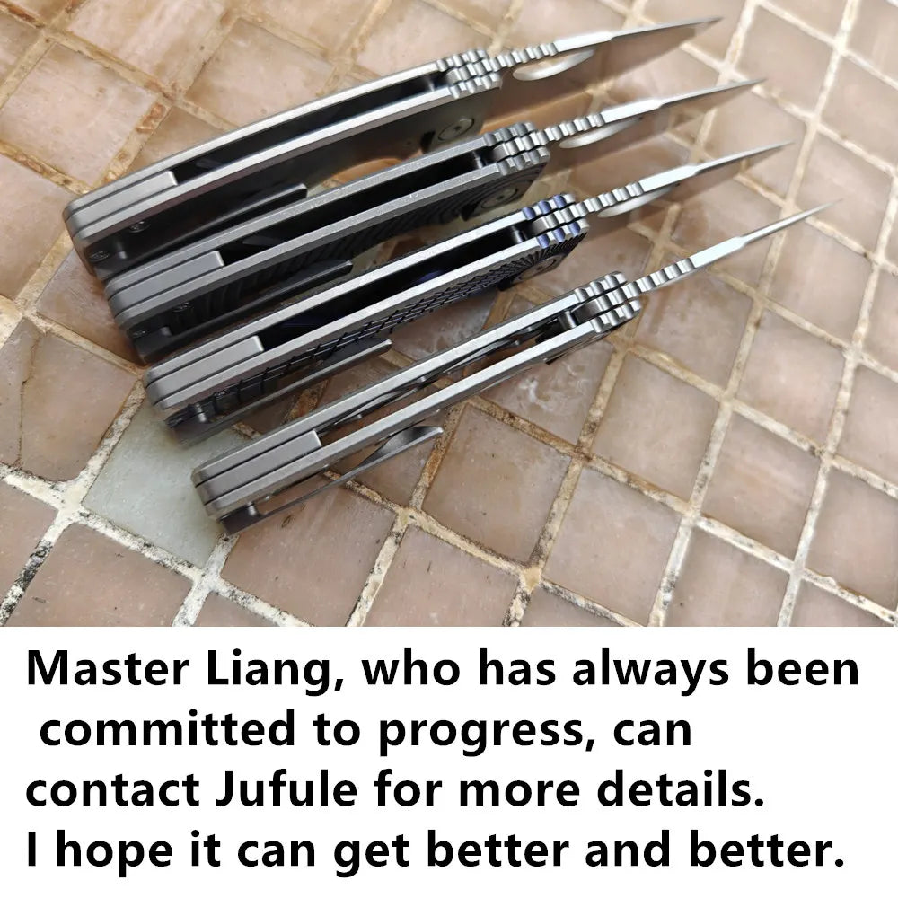 JUFULE Made OZ Rosie Titanium Handle 60+ HRC 154CM Steel Ceramic Bearing Tactical EDC Tool Camping Hunting Outdoor Folding Knife