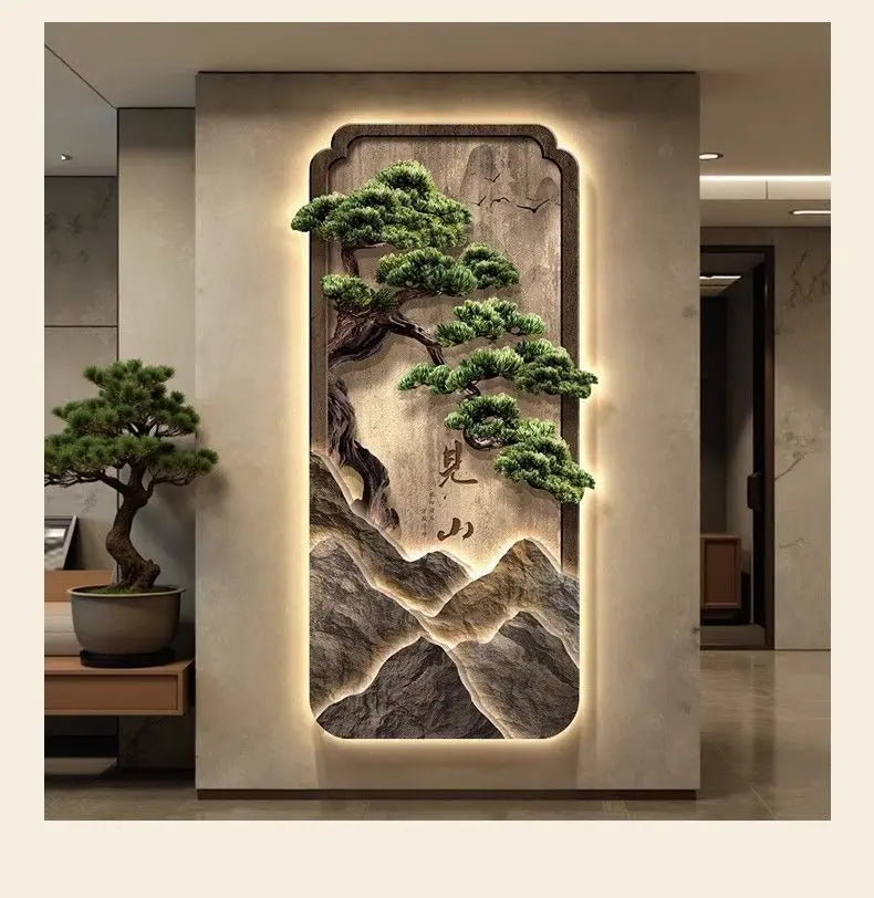 LED Light Painting Entrance Decoration Painting High-end Wall Lamp Landscape Painting Wabi Sabi Style Hallway Hanging Painting
