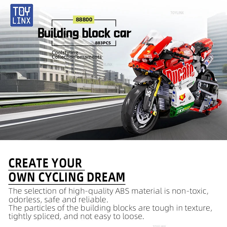 ToylinX 883pcs Motorcycle Building Set 1:10 Model Kit Building Block Car for Kid Adults Festive Gifts Christmas Halloween Easter