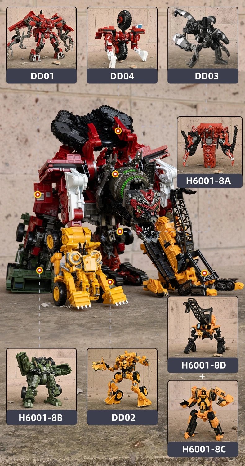 DD03 Anime Transformation Toys Cool Devastator Robot Car AOYI 8 IN 1 Mixmaster Movie Action Figure Vehicle Engineering Model