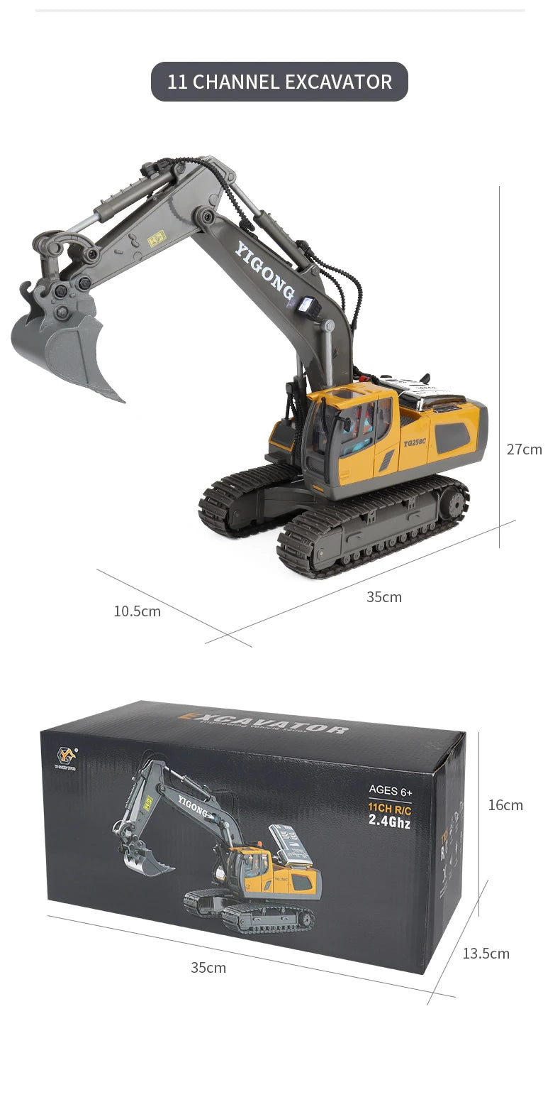 New 4WD Professional Remote Control Excavator Alloy Dump Truck Bulldozer Model RC Car Construction Vehicle Toys Children Gifts