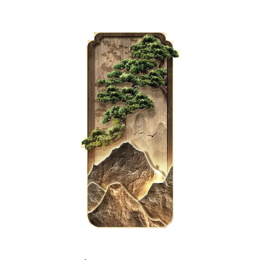 LED Light Painting Entrance Decoration Painting High-end Wall Lamp Landscape Painting Wabi Sabi Style Hallway Hanging Painting