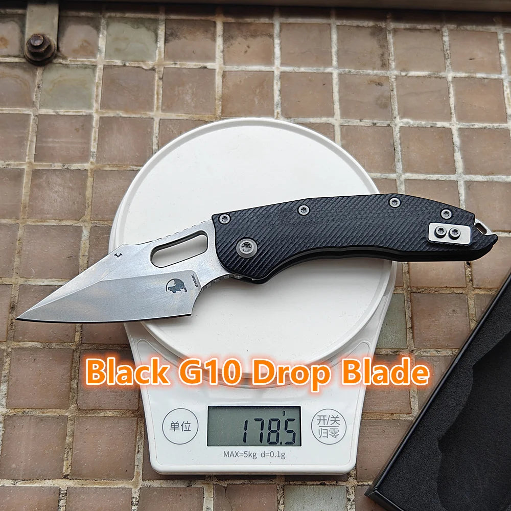 JUFULE 2025 Manual Stitch Textured G10 Handle Deep Carry Clip Mark M390MK Blade Hunting Fish EDC Tool Folding Camp Pocket Knife